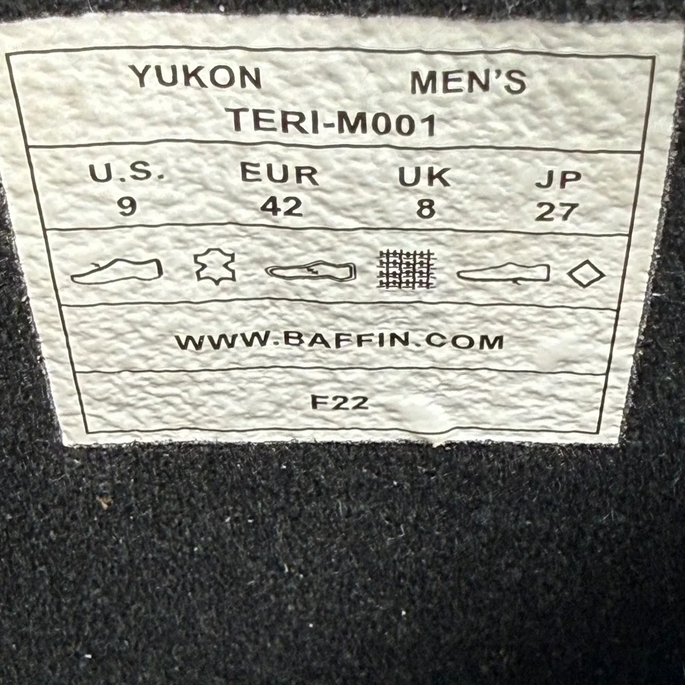 Baffin‎ Yukon Brown Leather Waterproof Arctic Winter Boots TERI-M001 Mens 9